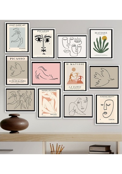 Bk Gift 12 Parça Çerçeve Görünümlü Ahşap Tablo Seti 65 X 80 Cm