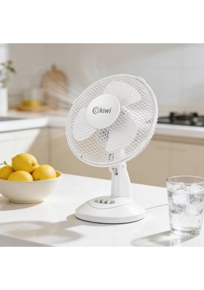 Masaüstü Vantilatör 23 Cm Fan Çapı, 3 Kademeli Hız Ayarlı, Salınım Fonksiyonlu, Sessiz Çalışan Kompakt Mini Fan, Ev Ofis Masa Üstü Kullanım İçin Beyaz Vantilatör