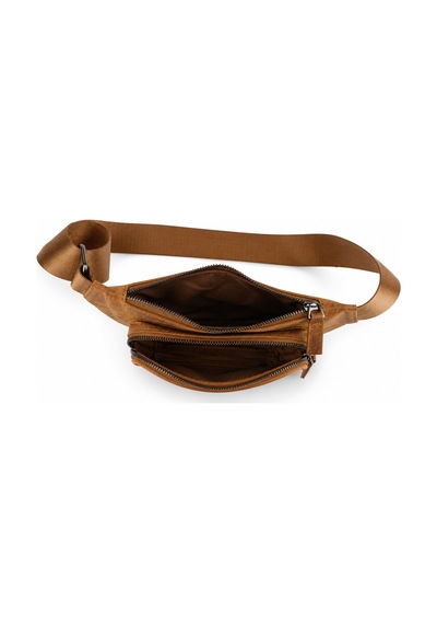 Alphaclub Bag Unisex Taba Hakiki Deri Çapraz Askılı Çok Bölmeli Postacı Omuz Ve Bel Çantası
