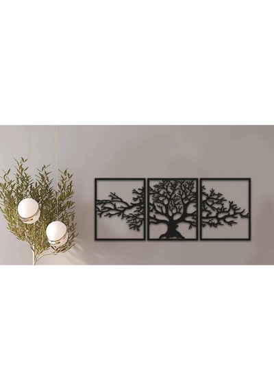 Ağaç Desenli 3 Parça Dekoratif Duvar Süsü