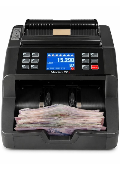 Sesli Karışık Para Sayma Makinesi Mıx70+ Gri Tl - Euro Karışık Sayım Dolar Adet Sayım Müşteri Ekranı