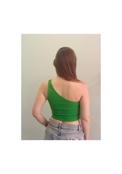 Arba Ünü Degaje Crop Bluz Yeşil Yeşil