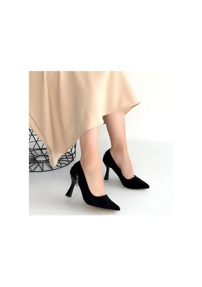 Look Shoes Retta Siyah Süet Topuklu Ayakkabı Siyah