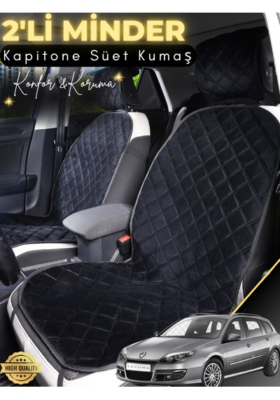 Renault Laguna 3 Uyumlu 2'li Süet Oto Koltuk Minderi Terletmez Universal Oto Aksesuar A2 Siyah
