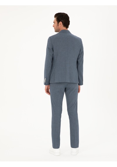 Cacharel İndigo Slim Fit Yün Karışımlı Takım Elbise Mavi