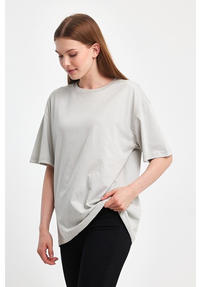 Odda 0008 Kadın Oversize Tişört Gri