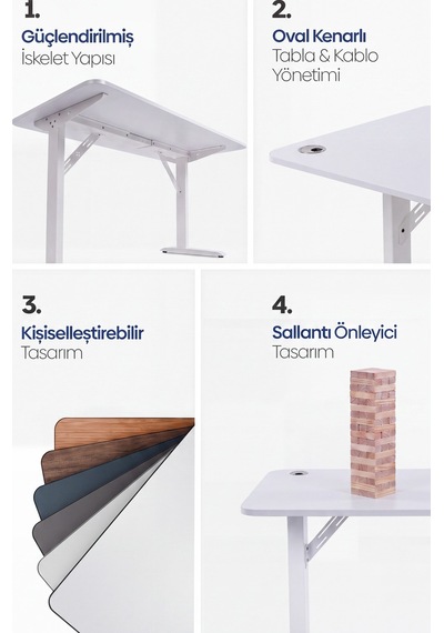 Firmus Dayanıklı Çalışma Masası - 160x80 - Beyaz