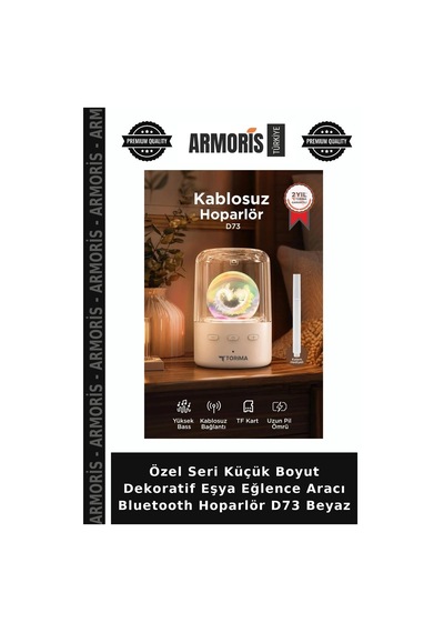 Özel Seri Küçük Boyut Dekoratif Eşya Eğlence Aracı Bluetooth Hoparlör D73 Beyaz