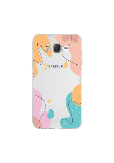 Samsung Galaxy Uyumlu J7 Core Kapak Karışık Renkler Tasarımlı Şeffaf Silikon Kılıf