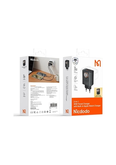 Ch-3700 30w 2'si 1 Arada Kablosuz Apple Uyumlu Watch  Ve Seyahat Şarj Adaptörü
