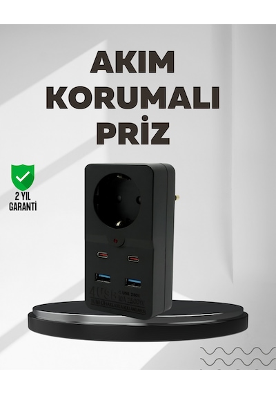 Cosmotex Tip Akım Koruma Prizi 10a 2500w Usb Type C Destekli