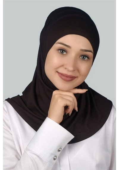 Altobeh Hazır Türban Pratik Eşarp Tesettür Hijab - Namaz Örtüsü -Koyu Kahverengi