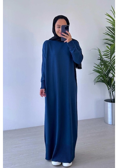 Kahijab Merserize Elbise - Petrol Petrol Mavi