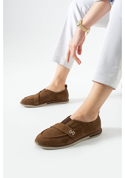 Dericia Shoes Glamour Hakiki Deri Süet Kadın Günlük Rahat Casual Ayakkabı Turuncu