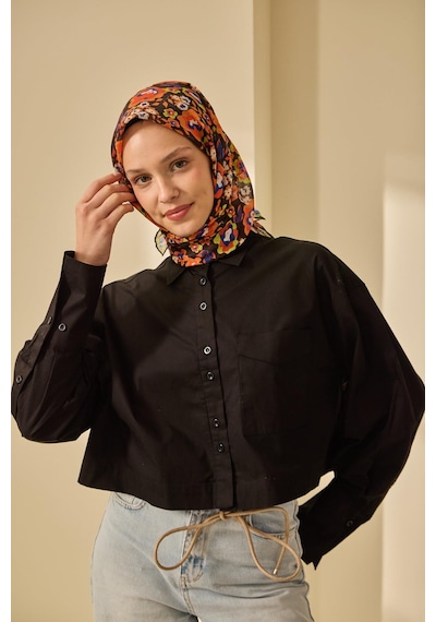 Silk Home Soft Eşarp 73090-02 Siyah, Turuncu, Yeşil, Saks