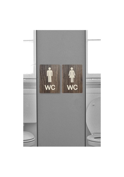 Kadın-erkek Wc Yönlendirme Levhası- İkili Set - Tesbih Ahşap