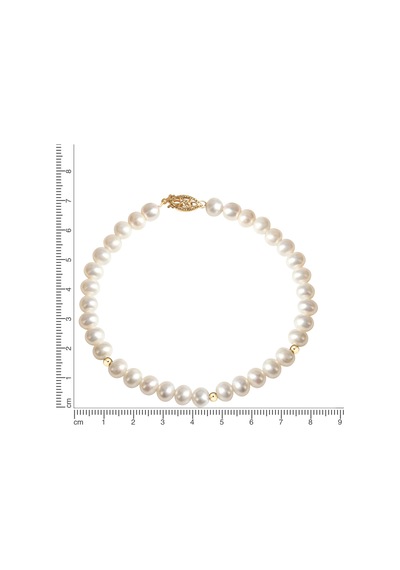 Süper Kalite 585 Altın Kadın Bileklik Beyaz Inci 20cm Uzunluk 6-7mm Boyut Güvenlik