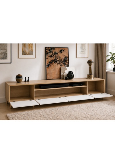 Legno Premium 180cm Modern Tv Ünitesi Safir Meşe-beyaz Beyaz - Safir Meşe
