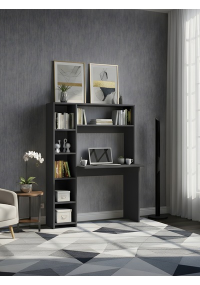 Premium Mdf Ürün Modern Kitaplıklı Çalışma Masası Raflı Öğrenci Ve Home Ofis Bilgisayar Masası Antrasit Premium Mdf Ürün Modern Kitaplıklı Çalışma Masası Raflı Öğrenci Ve Home Ofis Bilgisayar Masası Antrasit