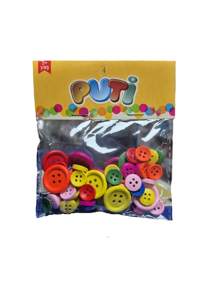 Putı Renklı Ahsap Dugme 60 Lı 11134