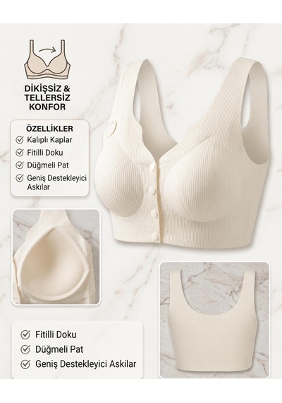 Best Bra Önden Düğmeli Kalın Askılı Ve Çıkartılabilir Pedli İz Yapmayan Lazer Kesim Balensiz Sütyen Ekru-beyaz Best Bra Önden Düğmeli Kalın Askılı Ve Çıkartılabilir Pedli İz Yapmayan Lazer Kesim Balensiz Sütyen Ekru-beyaz