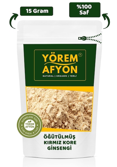 Yörem Afyon %100 Katkısız Hakiki Öğütülmüş Toz Kırmızı Kore Ginsengi 15gr.