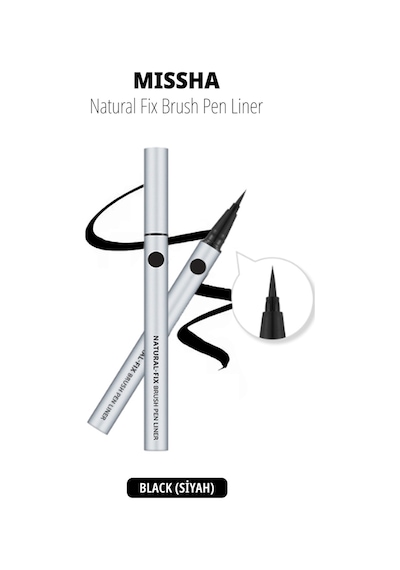 İnce Fırça Uçlu Kalem Eyeliner Natural Fix Brush Pen Liner Black 1