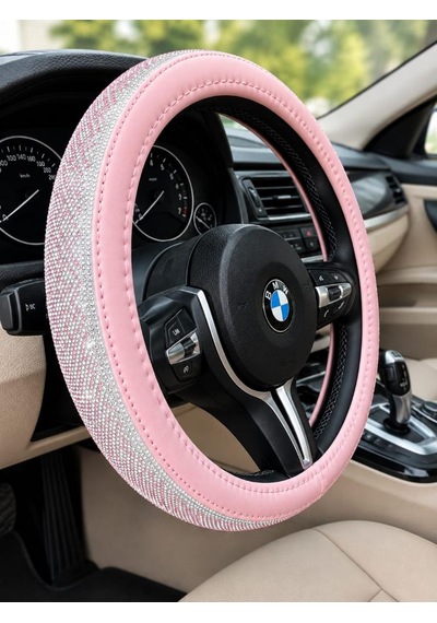 Pembe Taşlı Direksiyon Kılıfı Kadınlara Özel Pırlanta Direksiyon Kılıfı Hediyelik Çok Renkli