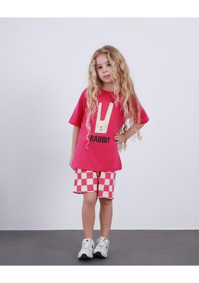Wikiboom Rabbit Baskılı Penye Şortlu 2 Li Kız Takım 3-10 Yaş -9201240 - Koyu Pembe