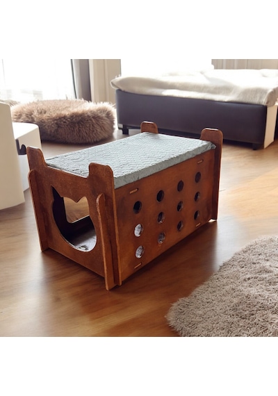 Ed Pet Dizayn Ed Asia Kedi Evi 2 Katlı Ceviz Renk