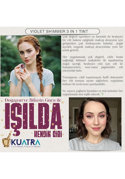 Violet Shimmer Lip-cheek-eye Tint Doğal İçerikli Allık, Ruj, Göz Farı Makyaj Ve Cilt Bakımı Mor