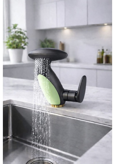 Led Işıklı Penguen Lavabo Bataryası - Uzatılabilir Spiralli Şelale Akışlı Antrasit Banyo Musluğu Diğer