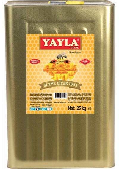 Yayla Süzme Çiçek Balı 25 Kg Teneke