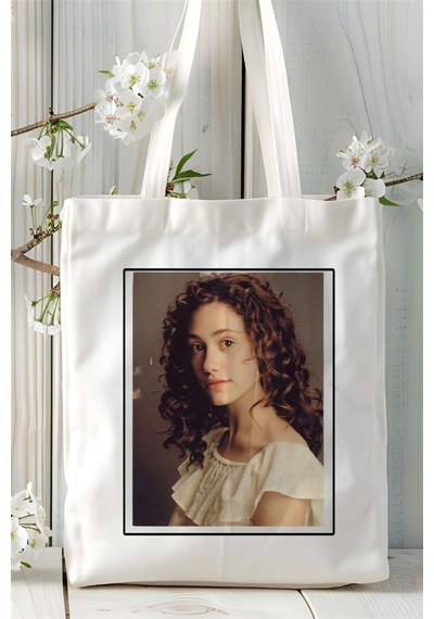 Art Hediye Emmy Rossum Baskılı Bez Çanta Omuz Çantası Kişiye Özel Desen 3 Çok Renkli