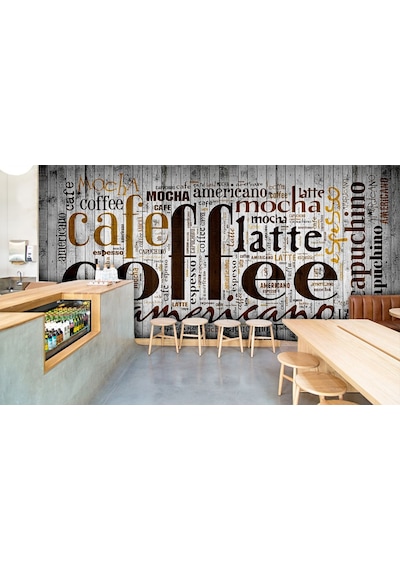 Coffee Kafe İçin Yazılı Özel Tasarım Duvar Kağıdı (397456491)