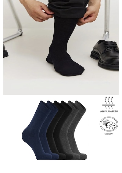 Ozzy Socks 3 Çift Siyah Lacivert Antrasit Viskon Dikişsiz Rahat Nefes Alabilir Erkek Soket Çorap Seti Çok Renkli