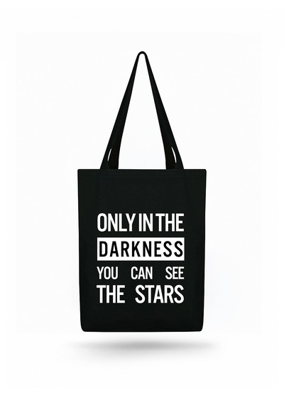 Lunora Collection Only In The Darkness Baskılı Körüklü Kanvas Bez Çanta Siyah