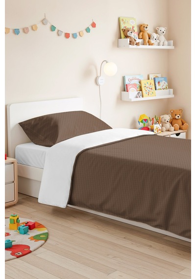 Vizon Minimal Tek Kişilik Pike Takımı - Kapitone Modern Kahve Düz 160x220 Cm Yazlık Yatak Örtüsü Sabahçı Pamuk Kokusu
