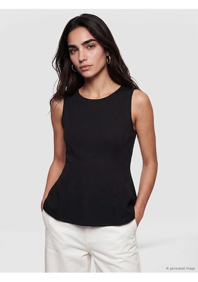 Lcw Vision Siyah Bisiklet Yaka Peplum Bluz