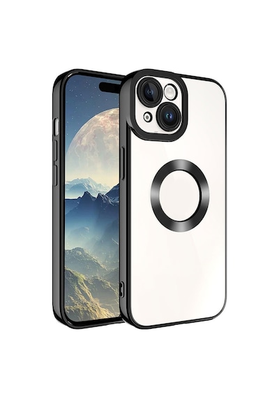 Apple Uyumlu   iPhone 15 Kılıf   Kamera Korumalı Logo Gösteren Omega Kapak