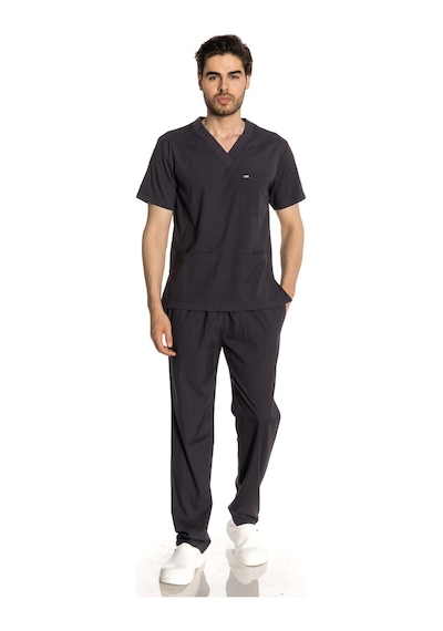 Unisex Likralı Antrasit Scrubs