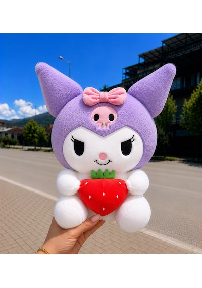 Yeni Seri Çilekli Kuromi Peluş Oyuncak 50cm - Hediyelik Oyuncak & Polly Toys Açık Mor