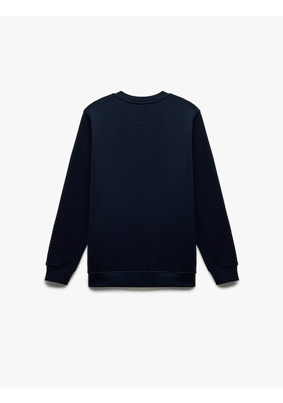 Koton Pamuklu Uzun Kollu Bisiklet Yaka Erkek Basic Sweatshirt Lacivert 6wam70017mk Lacivert