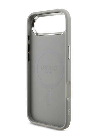 Apple Uyumlu iPhone 17 Air Kılıf Guess Lisanslı M-safeli Metal Kamera Çerçeveli Üçgen Logolu Glitter Gri Gri