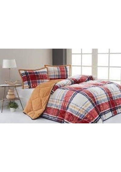 Comforter Boris Kırmızı Ekru Çift Kişilik Yorgan Seti Kırmızı - Ekru