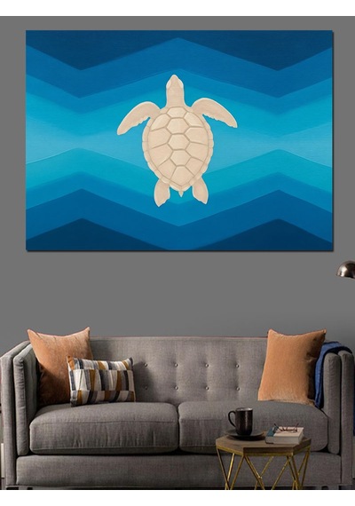 Ahşap Tablo Modern Geometrik Kaplumbağa Logosu