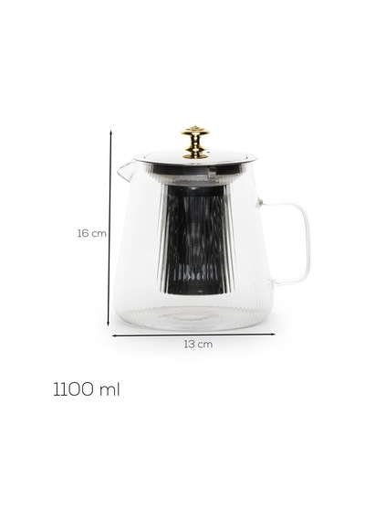 Jydh-201 Isıya Dayanıklı 1100 Ml Süzgeçli Borasilikat Cam Demlik Çay-bitki Çayı Demliği Diğer
