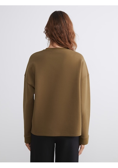Lcw Vision Haki Bisiklet Yaka Oversize Kadın Sweatshirt