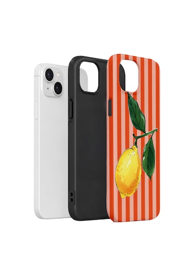 Apple iPhone Uyumlu 15 Vorian Çift Katmanlı Kılıf Sicilian Lemon Red Stripe