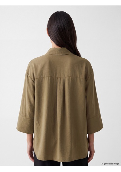 Lcw Studıo Haki Oversize Kadın Gömlek